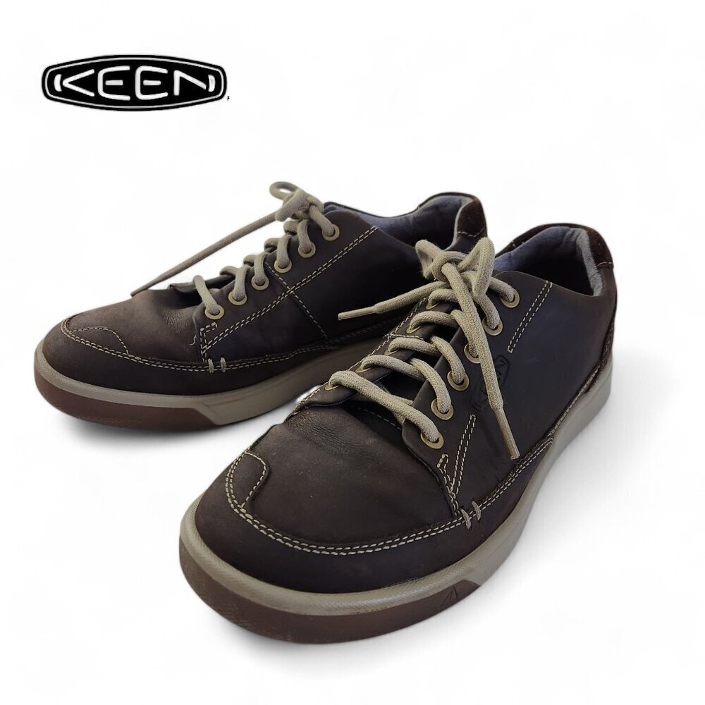 KEEN Brown Leather Casual Walking Shoes Comfort Lace Up 8